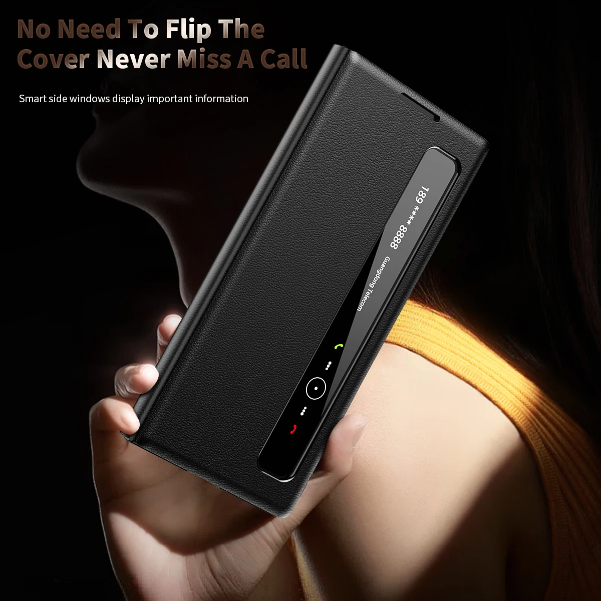 Luxury Flip Cover with Window View and Smart Call Features in Premium PU Leather