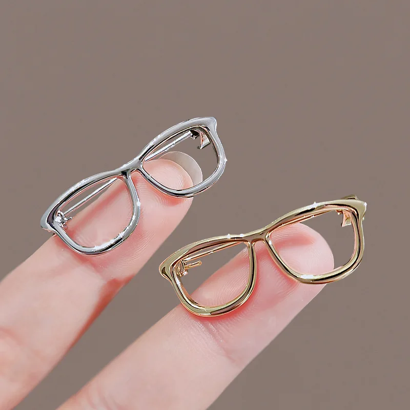 Cute Glasses Brooches Korean Fashion Men's Suit Shirt Collar Pins Female Sweater Corsage Badge Luxulry Jewelry Accessories