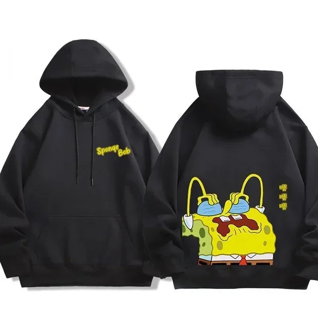 thumbnail image 1 of Suéter de poliéster con dibujos animados de Bob Esponja para otoño e invierno, sudadera con capucha de manga larga fina o polar, 1 of 5