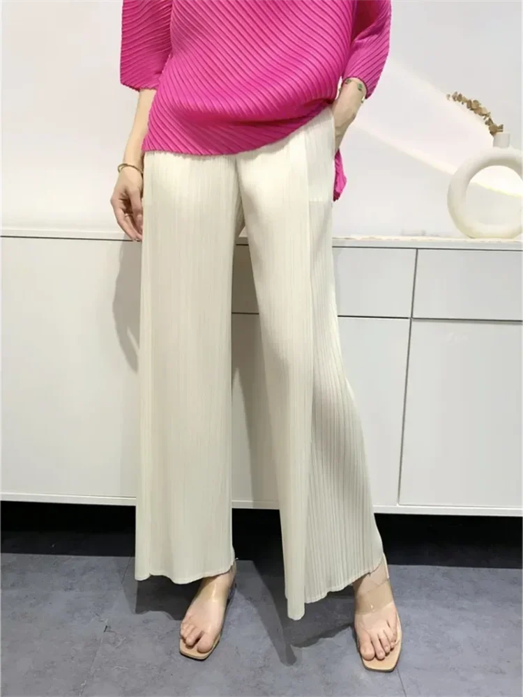 Miyake Pleated Pants Comfortable Casual Women's 2023 New Loose Straight Pants Wide Leg High Waist Thin Pleated Pants Large Size