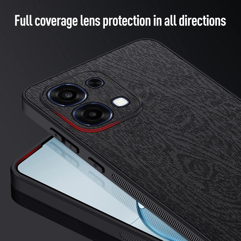 Premium Tree Grain Leather Phone Case - Enhanced Protection Cover