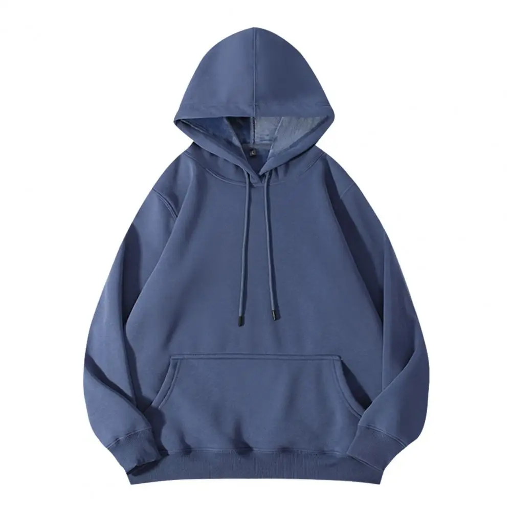 

Sweatshirt Loose Fit Hooded Sweatshirt with Big Pocket Thick Fleece Lining Men's Winter Pullover for Autumn