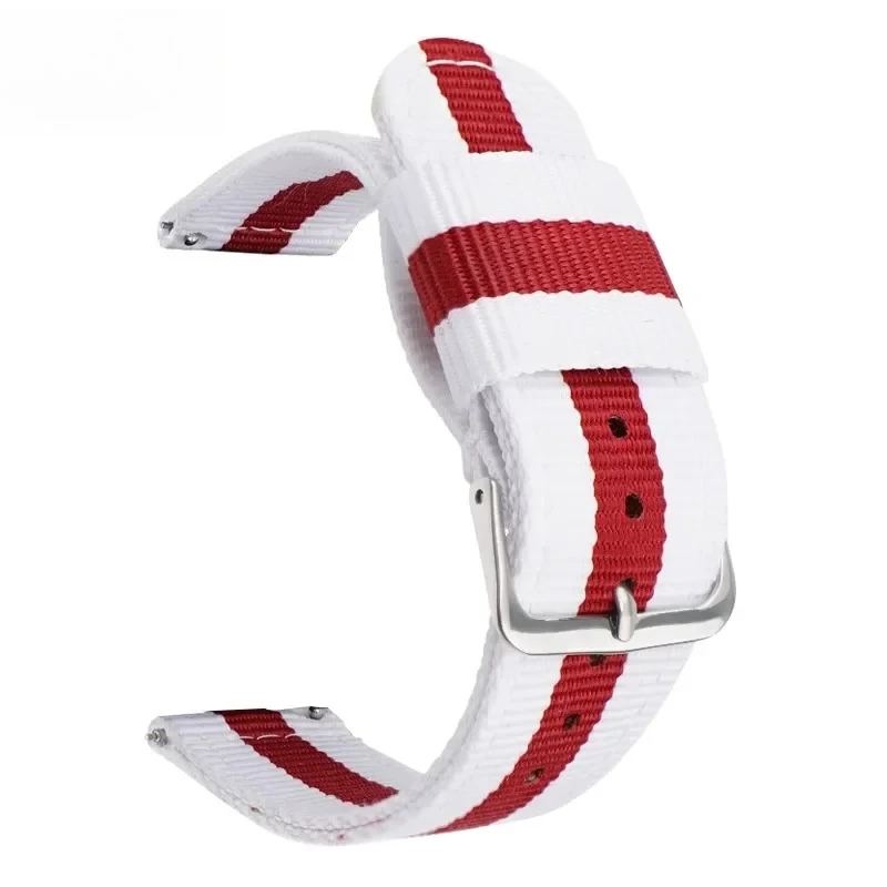 Universal Striped Nylon Canvas Watch Strap with Quick Release - Unisex, Multiple Sizes