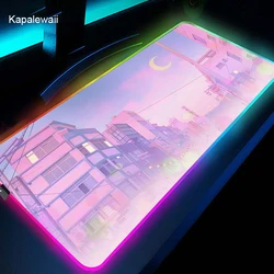 Tapis de souris de jeu RGB avec lumière LED, grand tapis d'ordinateur, tapis de jeu de bureau avec rétro éclairage 