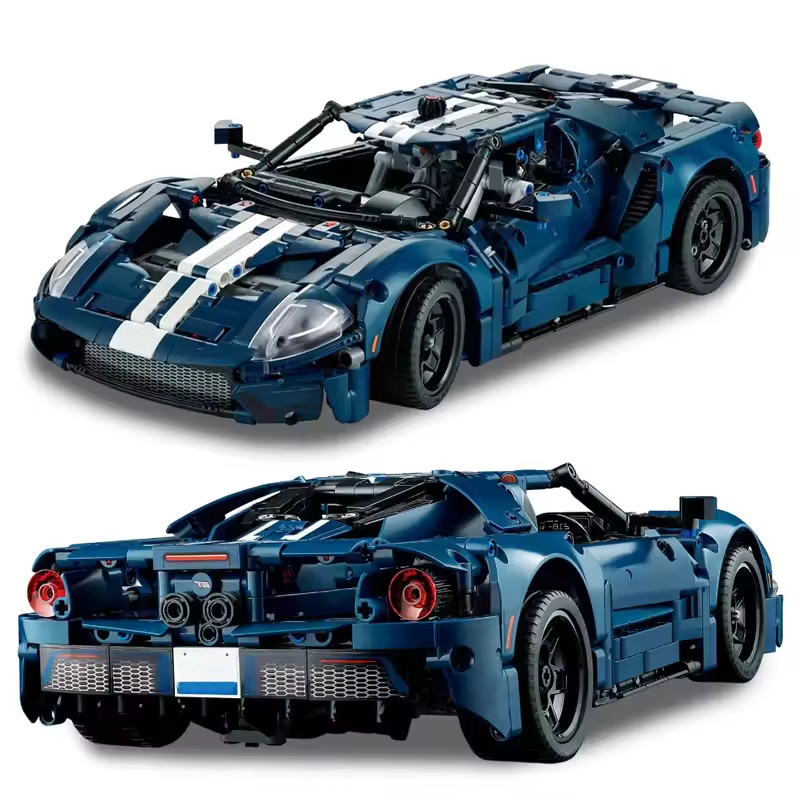 1468PCS+ Technical Classic 1:8 Blue GT Muscle Race Car Building Block Decor Model MOC DIY Vehicle Assemble Bricks Toy Kids GiftS