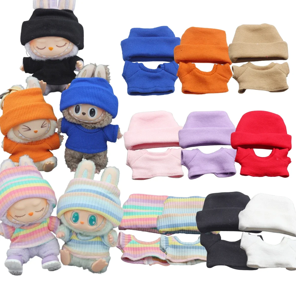 Conjunto de suéter y sudadera con capucha Labubu de 15 a 17 cm