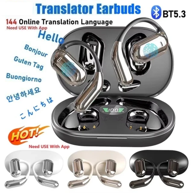 Wireless Bluetooth Translation Headphones 144 Languages Instant Translator Earbuds Headphones Smart Voice Real Time for Travel