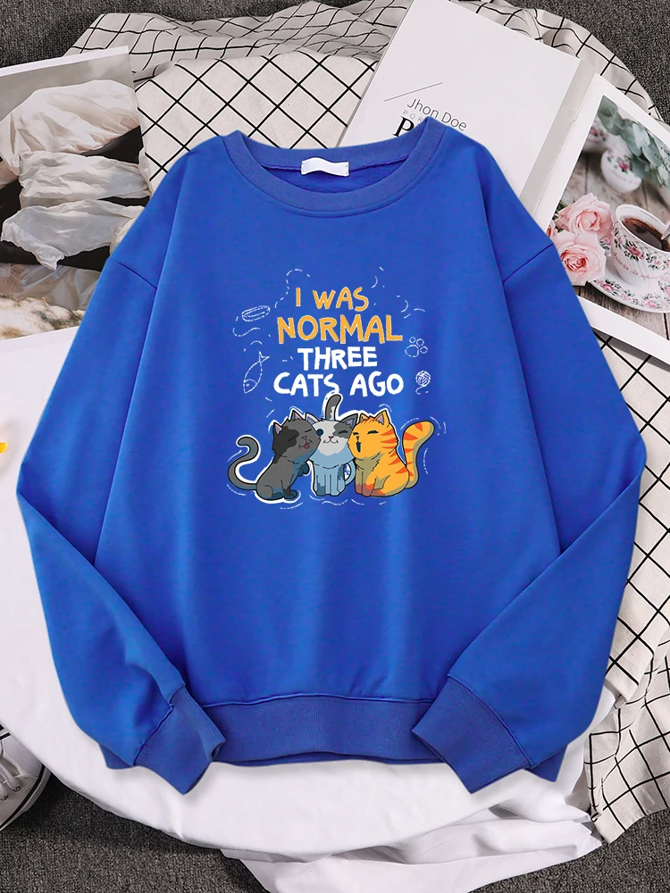 

Cat Cats Owner Lover I Was Normal Three Cats Agowomen Hoody Korean Loose Sweatshirt Aesthetic Pullover Simple Hooded Sportswear