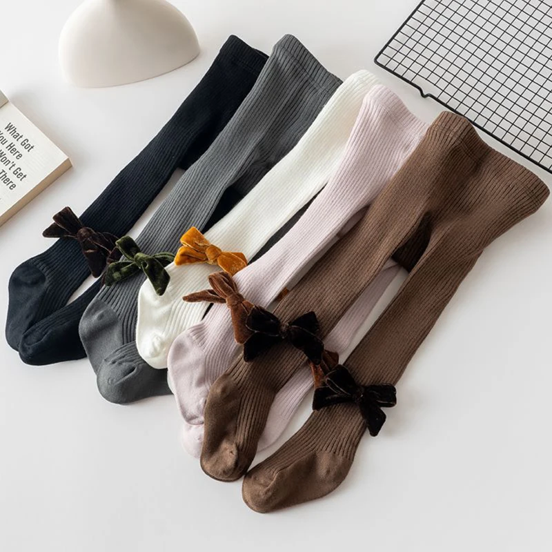 

Suefunskry Baby Girls Pantyhose Newborn Elastic Waist Bowknot Solid Color Stockings Slim Fit Socks Tights for Casual Daily