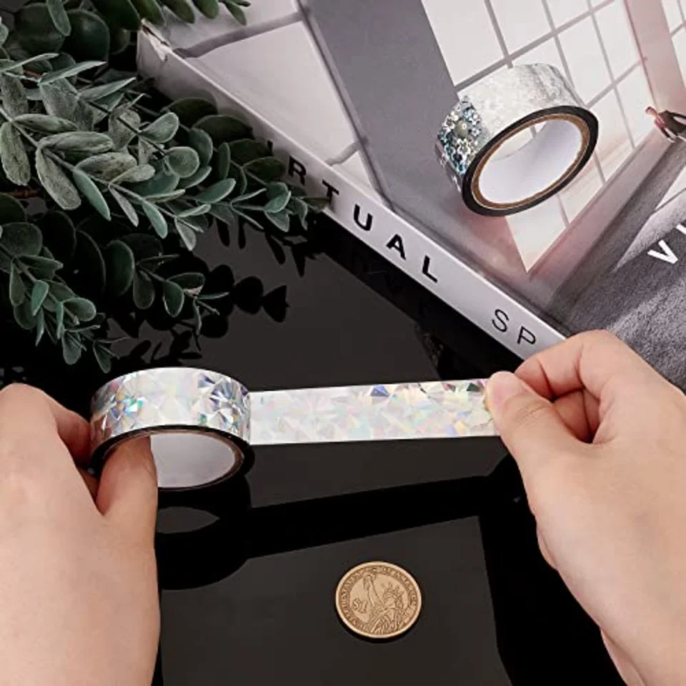 PATIKIL Holographic Washi Tape 0.59 Inch X 10.93 Yards, 2 Roll Self Adhesive Masking Sticker Art Wrapping Decoration, Black P 282145207