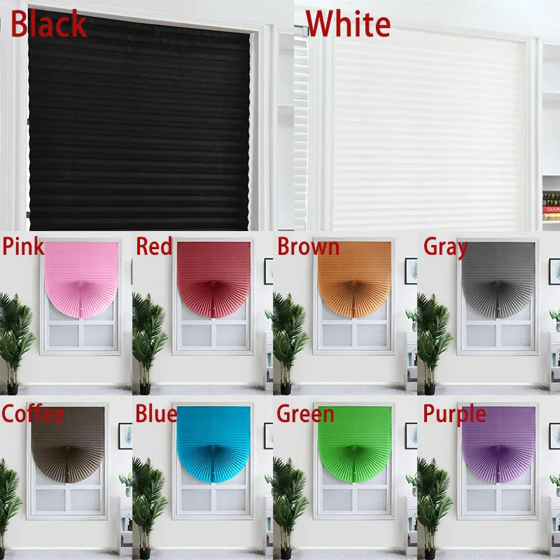 1Pc Shades Self-adhesive Half Windows Nonwoven Folding Curtain Bathroom Balcony Living Room Balcony Curtains Pleated Blinds 2