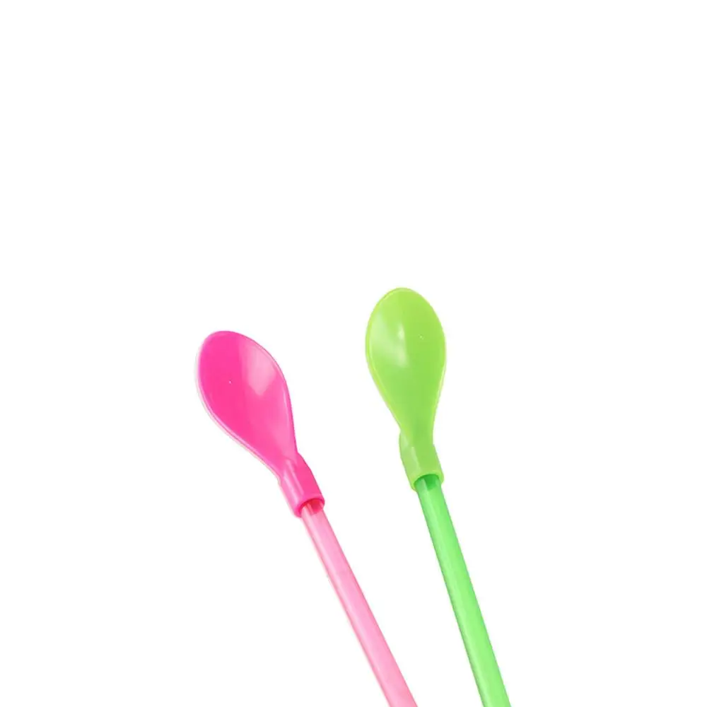 5Pcs Party Supplies 2 in 1 Plastic Spoon Straws Detachable Reusable Milkshake Straws Long Handle Ice Cream Spoon Party