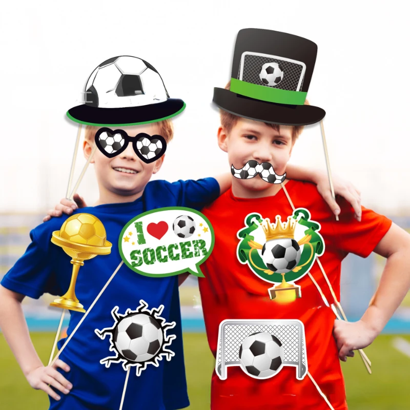 25pcs Soccer Sports Photobooth Props Soccer Shooting Party Theme Birthday Photo Props Supplies Boys
