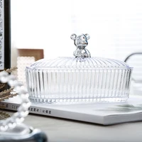 Nordic Vertical Stripes U-shaped Fruit Bowl Glass Candy Box Household Snacks Snacks Dried Fruit Dessert Plate Desktop Decoration 1