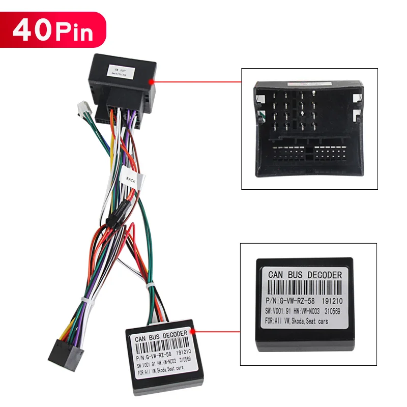폭스 바겐 폭스 바겐 골프 7/Skoda/좌석 용 52/40Pin ISO 어댑터 케이블 자동차 라디오 스테레오 멀티미디어 플레이어 gps 전원 코드 Canbus 박스 키트