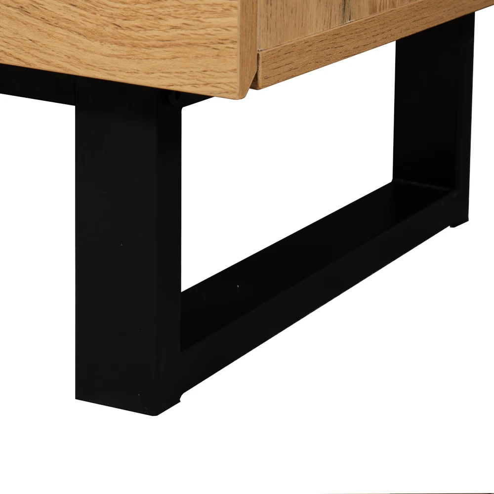 PINGGO 180CM Moderner Farbblock-TV-Schrank mit Holzgitter TV-Einheit Aufbewahrungskonsole für Wohnzimmer – Detail 21