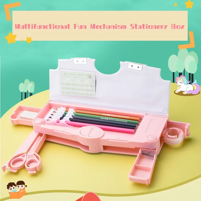 Kids Stationery Set Pencil Box Ruler Scissor Eraser Pen Kids