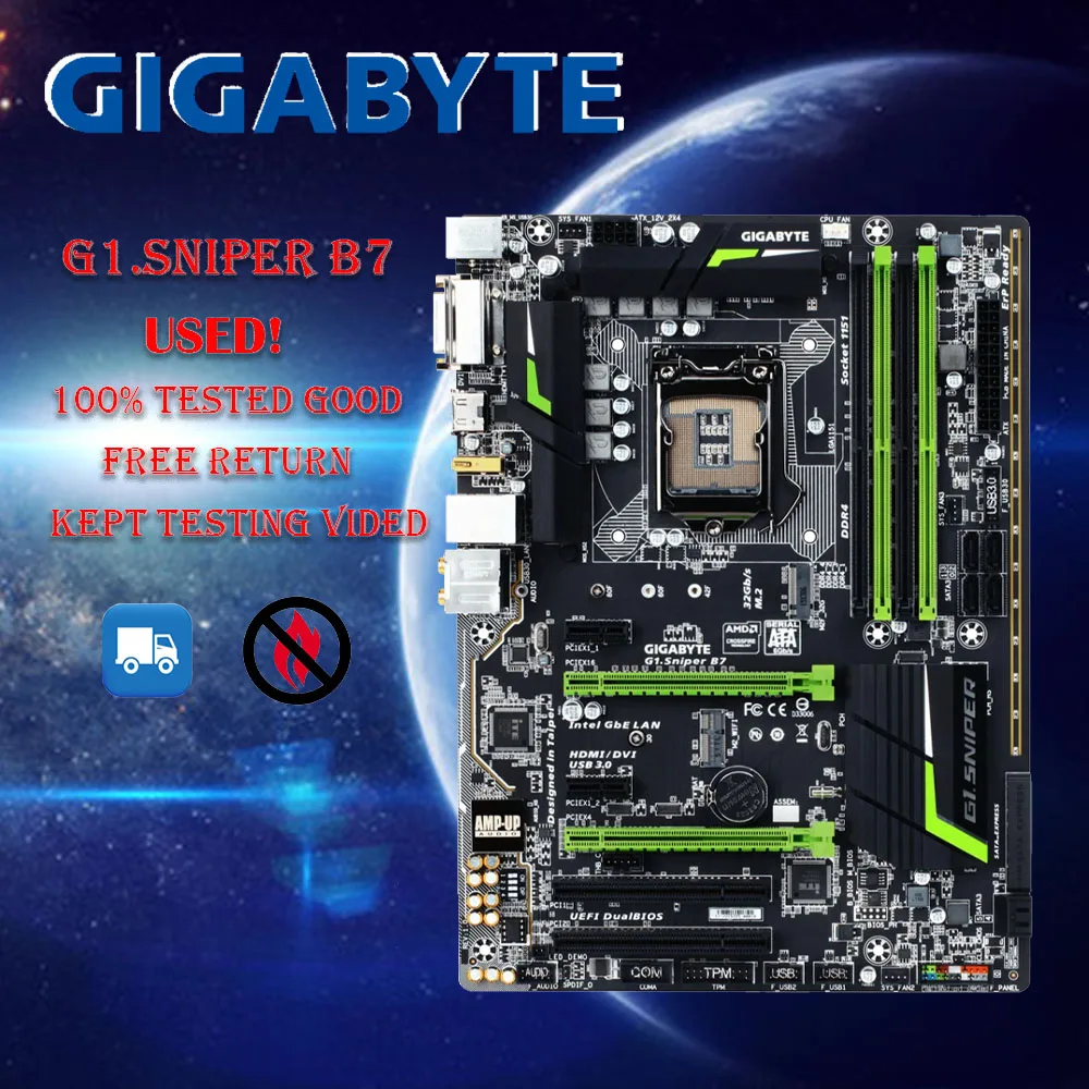 

Gigabyte motherboard g1.sniper B7 (Rev. 1.0) supports the 6th generation intel core Gamma Processor dual channel DDR4, four