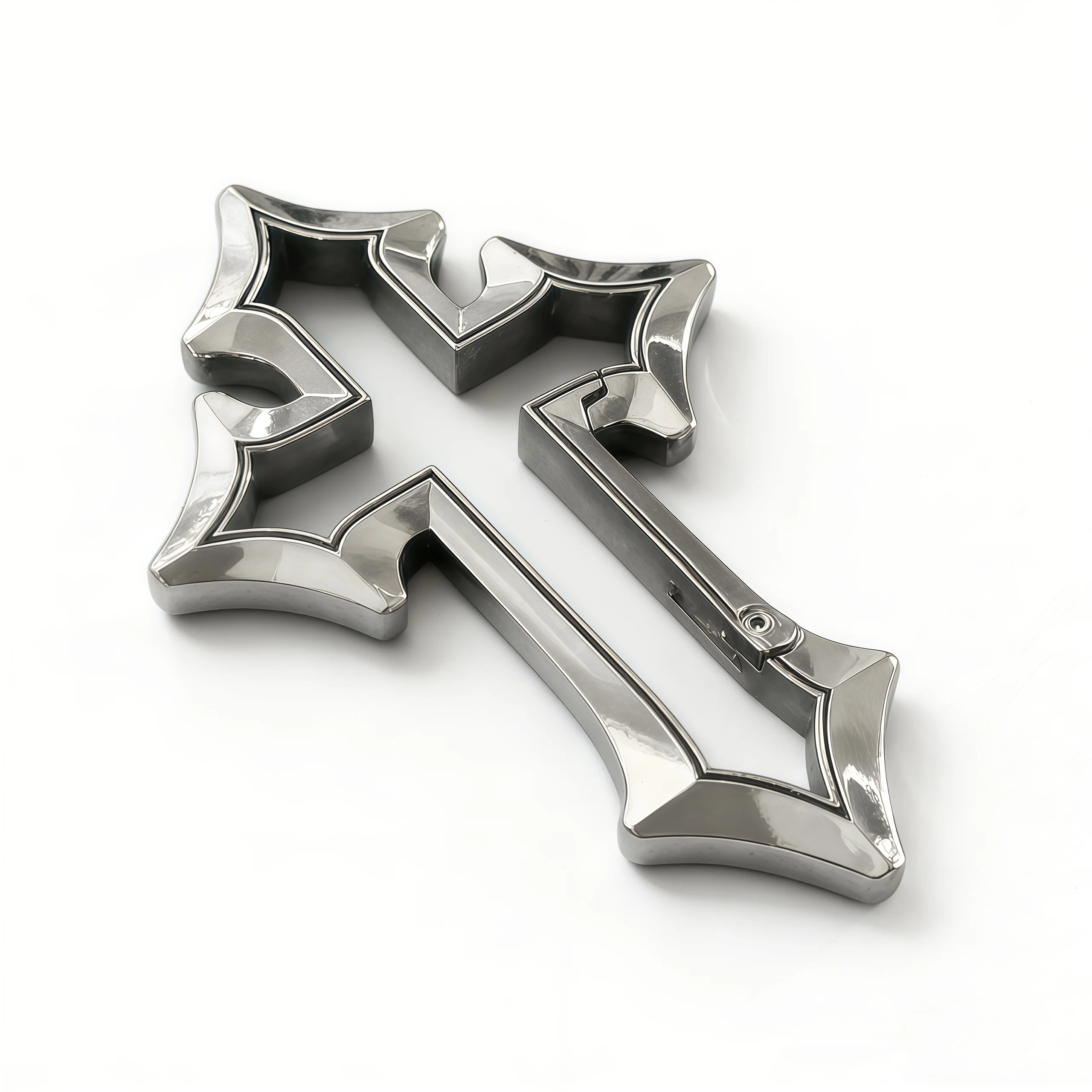 Dual-Tone Silver Cross Keychain: Irregular Lobster Clasp Bag Charm & Streetwear Styling Accessory