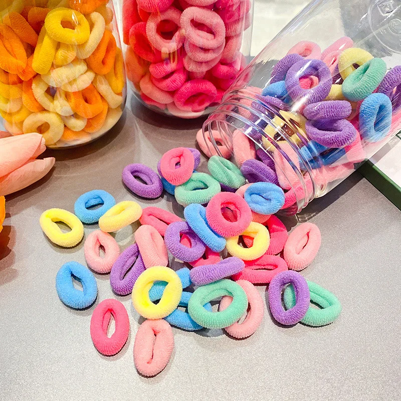 New 100 Pcs Hair Bands Girl Candy Color Elastic Rubber Band Hair Ties Child Baby Headband Scrunchies Hair Accessories for Kids