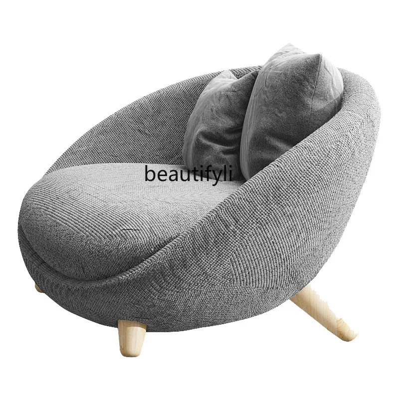 

Single Sofa Light Luxury Creative Designer Living Room Balcony Chair Nordic Simple Solid Wood Fabric Leisure Chair furniture