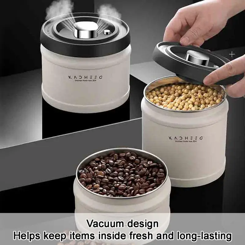 

Coffee Canister With Vacuum Pump Stainless Steel Sealed Coffee Storage Container For Coffee Beans Food Kitchen Accessories