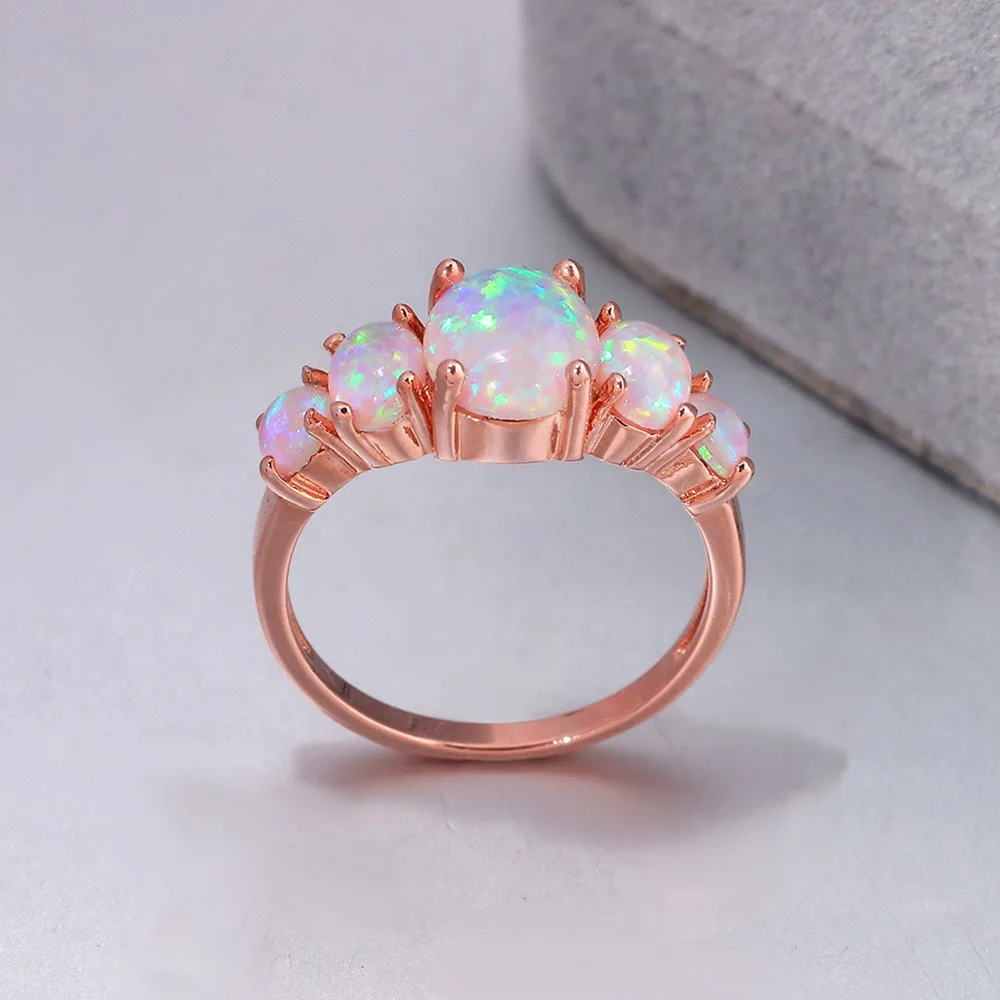 Fire Opal Filled Rings With Round Stone Silver Plated finger ring silver ring jewelry accessories ring set ring protector