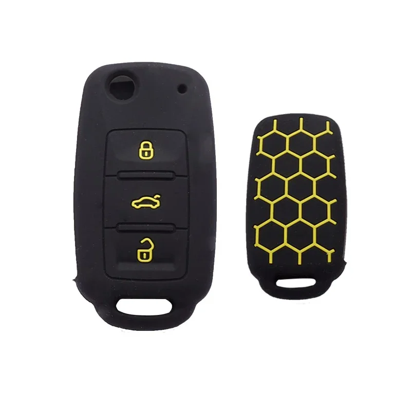 Xinyuexin 3 Buttons Silicone Car Key Case Fob for VW Passat Polo Golf Touran Bora Smart Key Shell Protector Holder key case key case cover car key shell remote control case cover