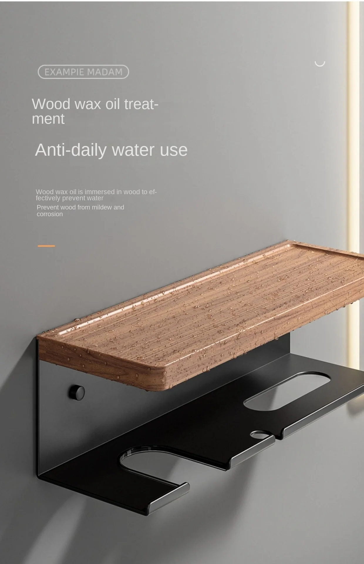 wood Hair Dryer holder，wood Dryer cradle, Hair Tools Styling Organizer for Bathroom ,Hair Dryer Stand for bathroom，Blower holder 6