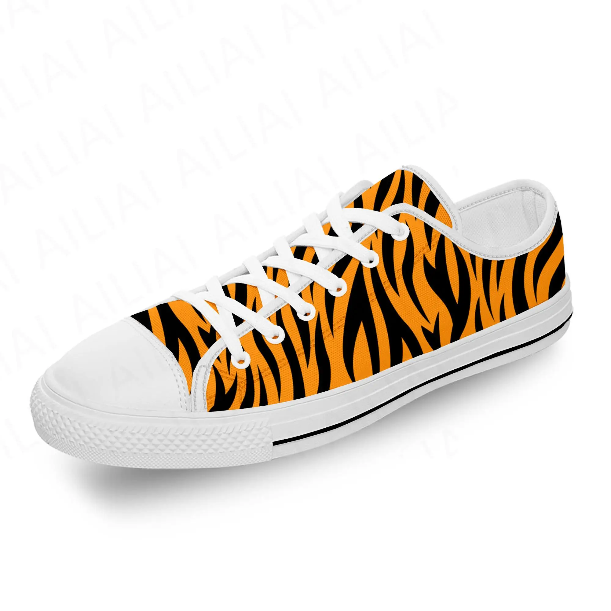 

Текстильные кроссовки для мужчин и женщин, легкие дышащие кеды с 3D-принтом тигра и полосы, модная забавная обувь с низким верхом, белого цвета