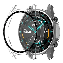Protective Tempered Glass PC Cover and Full Screen Protector Bumper Case for HW watch GT2 46 (Transparent)
