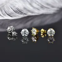 IOGOU réel 925 argent Moissanite ensemble de bijoux plaqué or 0.5-2ct boucles d'oreilles Solitaire pendentif collier ensemble pour femmes hommes cadeau 6
