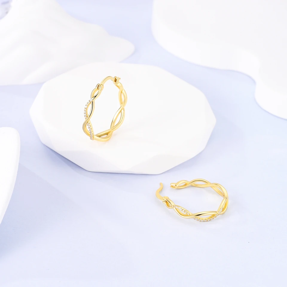 Elegant 925 Sterling Silver Geometric Hoop Earrings