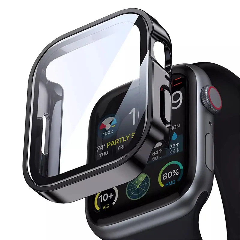 

Screen Protector Case For Apple Watch 9 8 7 45mm 41mm 44mm 40mm Waterproof Cover Straight Edge Bumper iWatch Series 4 5 SE 6