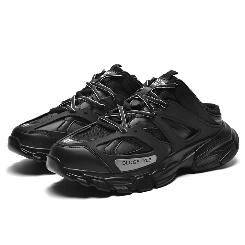 

New Black Dad Chunky Sneakers Casual Vulcanized Shoes Male Female Half Slipper Shoes Sneakers Lace Up Sports Sneakers Men 2024