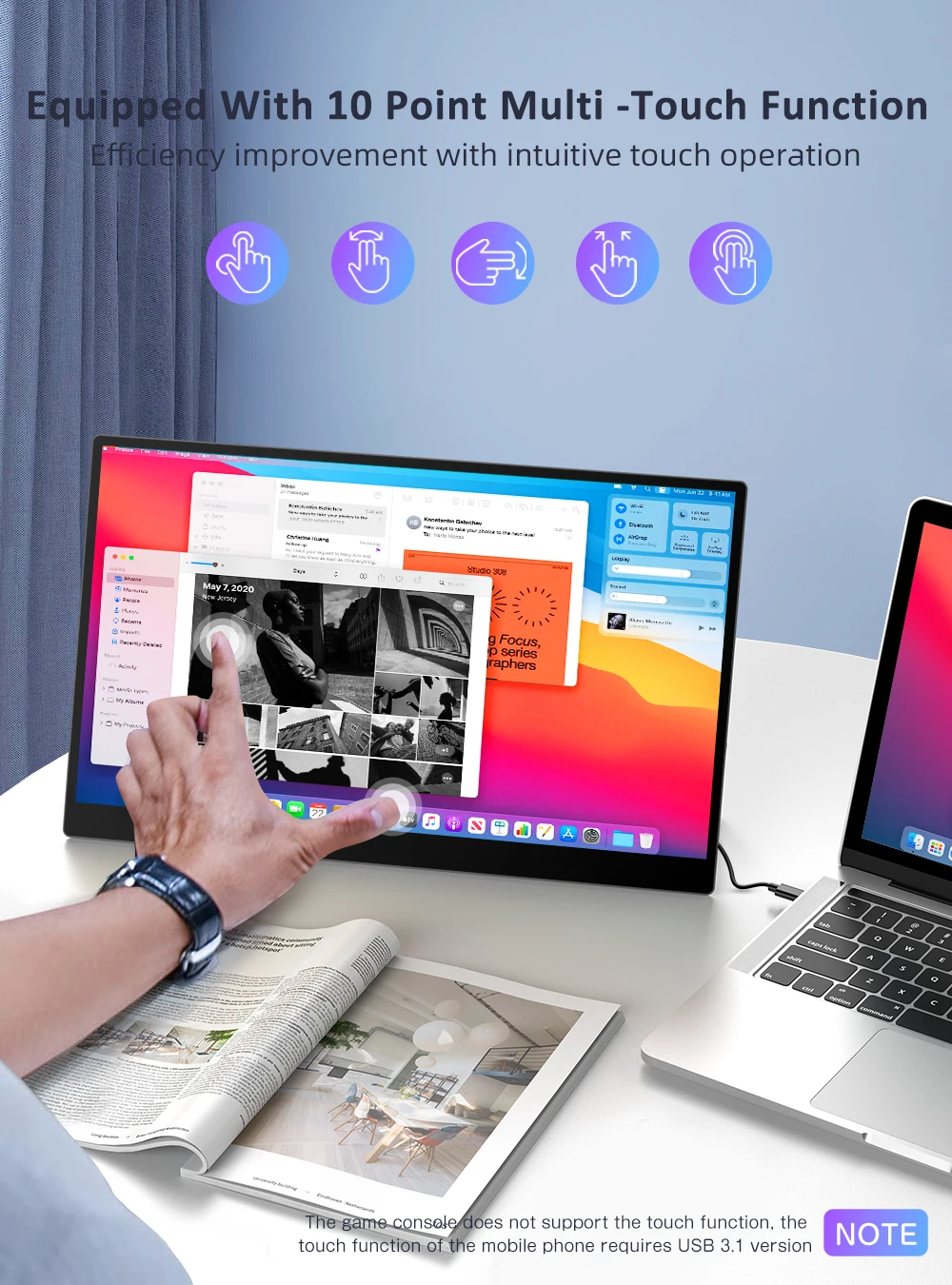 UPERFECT 17.3 ġ FHD ޴  ġ ũ, ͸ CŸ USB HDMI ȣȯ ̹ ÷, Ʈ PC Xbox ġ