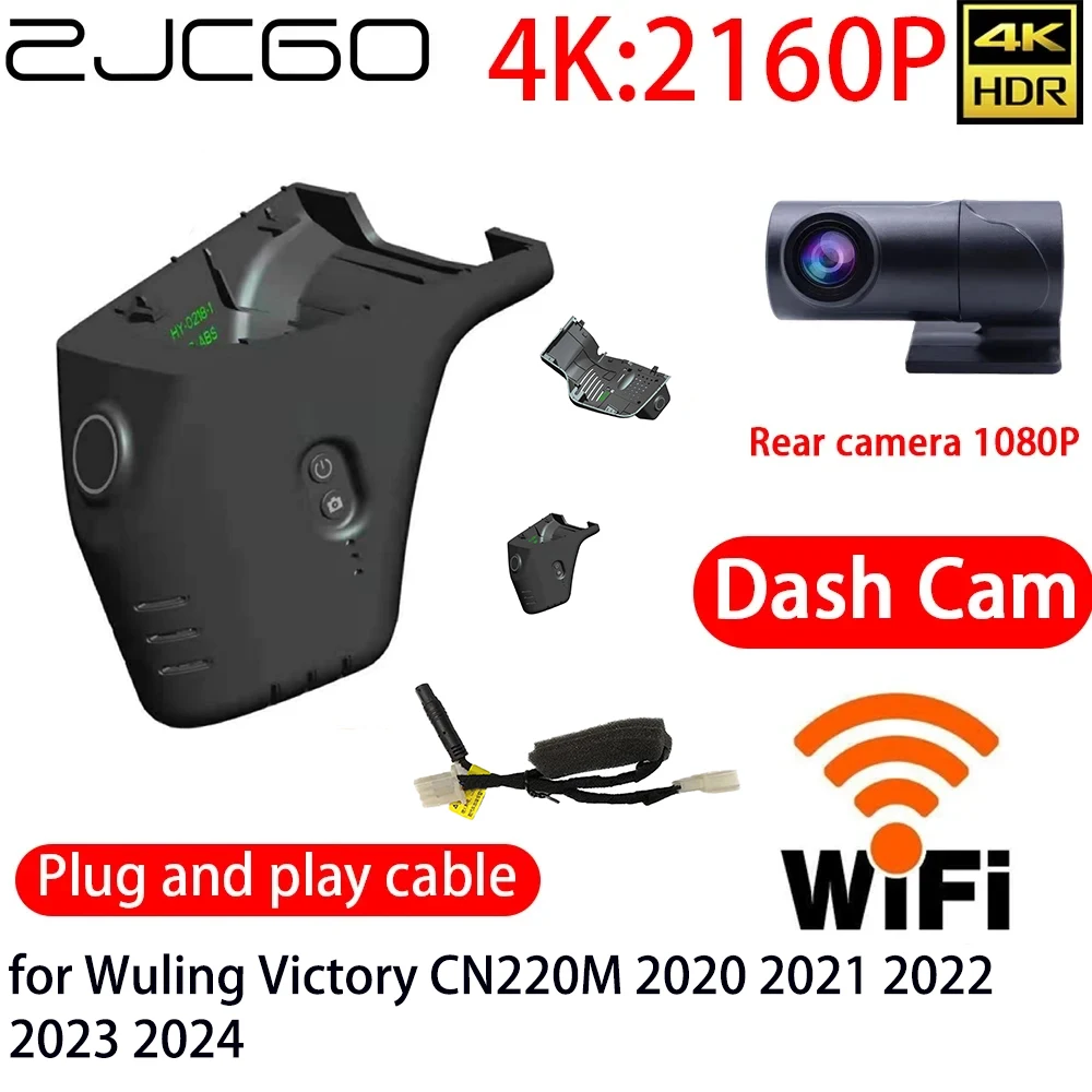 

ZJCGO 4K DVR Dash Cam Wifi Front Rear Camera 24h Monitor for Wuling Victory CN220M 2020 2021 2022 2023 2024