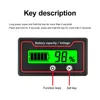 Battery Capacity Indicator DC 9V-100V Battery Meter 12V 24V 48V Battery Power Percentage Voltage Indicator Gauge Display 3