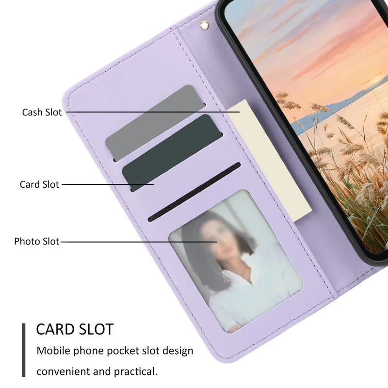 Compact Leather Wallet Phone Case with Fragrance Card Slot