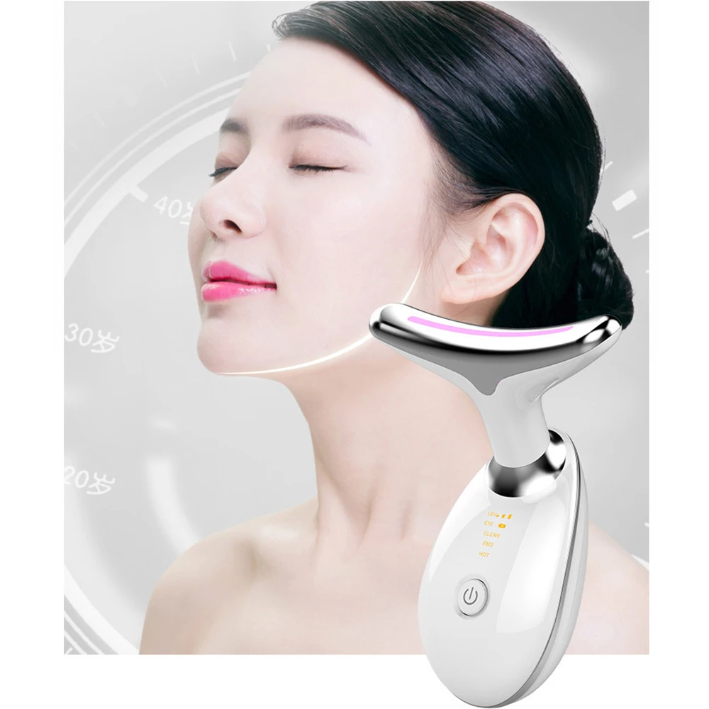 Led Therapy Neck Massager Face Lifting Radio Frequency Anti Wrinkle