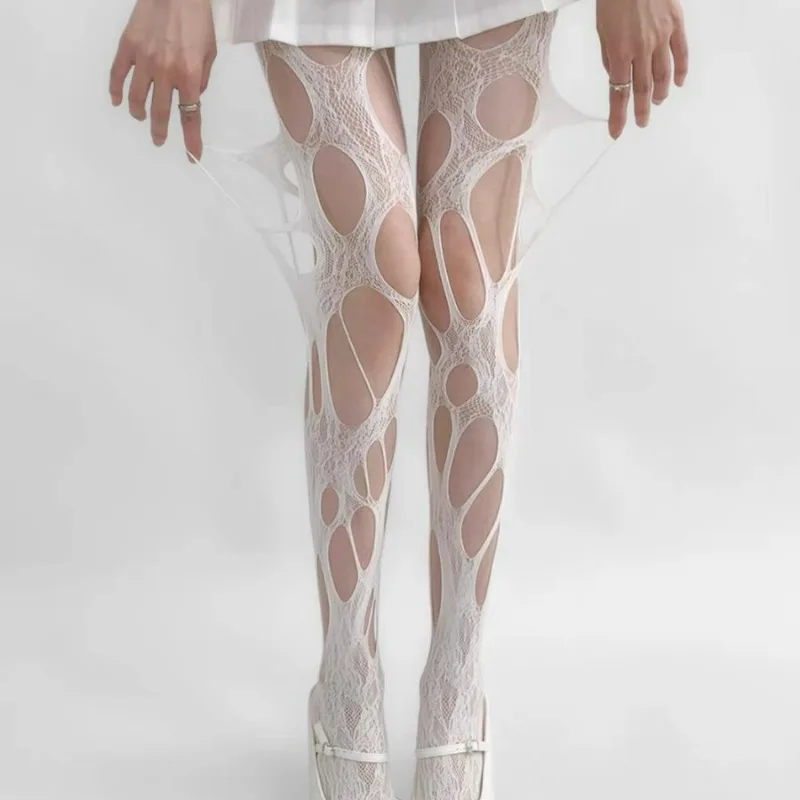 2 Calze A Rete Con Motivo Cavo E Vita Alta – Modello Pizzo Elegante Per Donna