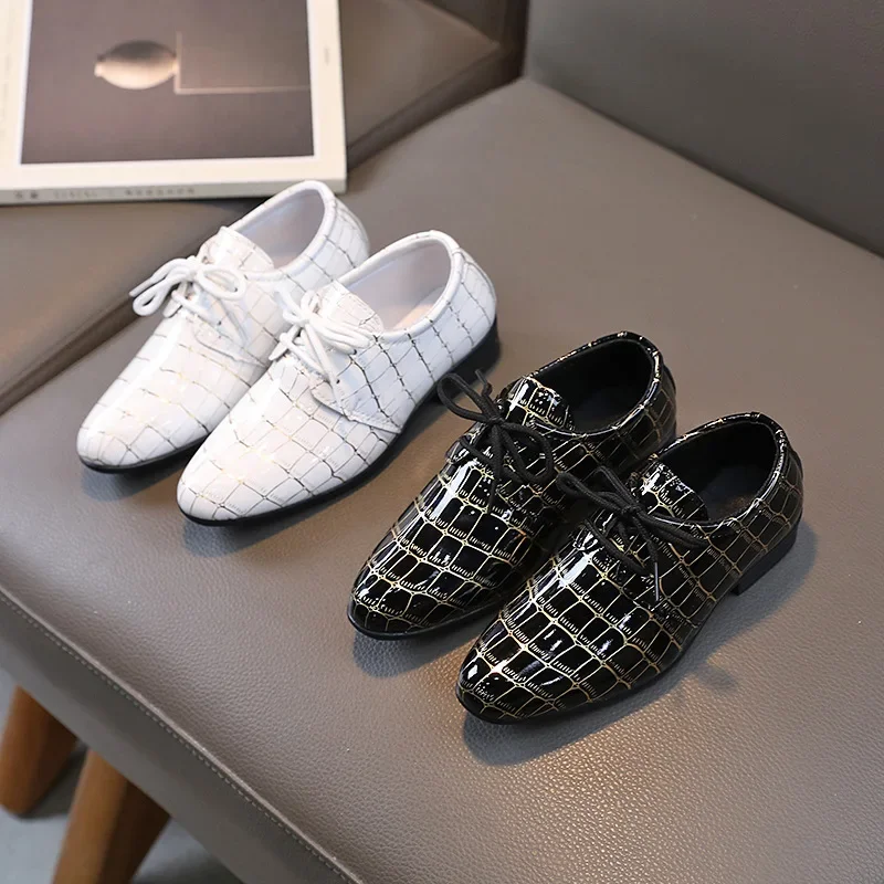 Boys Performance Shoe Pointed Toe Children Leather Casual Shoes Fashion School Student Non-slip Kids Wedding Shoes leather shoes,kids shoes