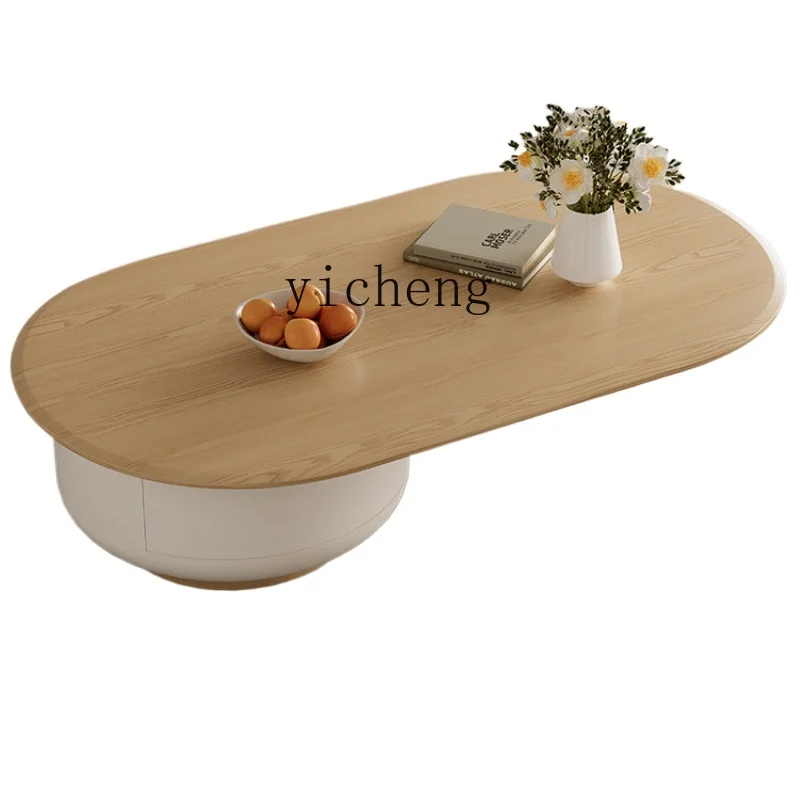

ZF Coffee Table Solid Wood Small Apartment Living Room Home Small Table Cream Style Simple High Sense