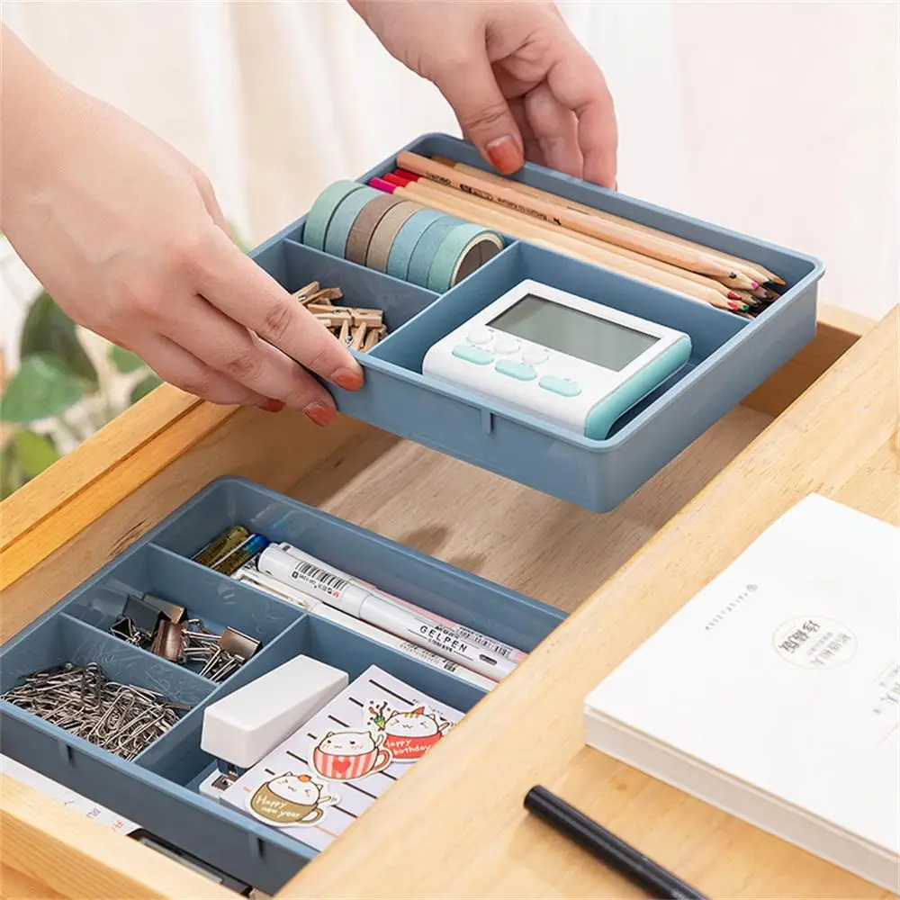 Desk Drawer Organizer Desk Sundries Stationery Storage Box Bin Cosmetics Makeup Organizer Home Office Drawer Divider Container drawer organizers