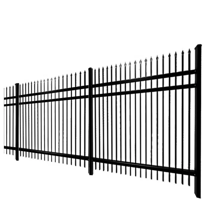 Black Powder Coated Residential and Commercial cheap wrought iron decorative metal fences panels fencing trellis & gates 2