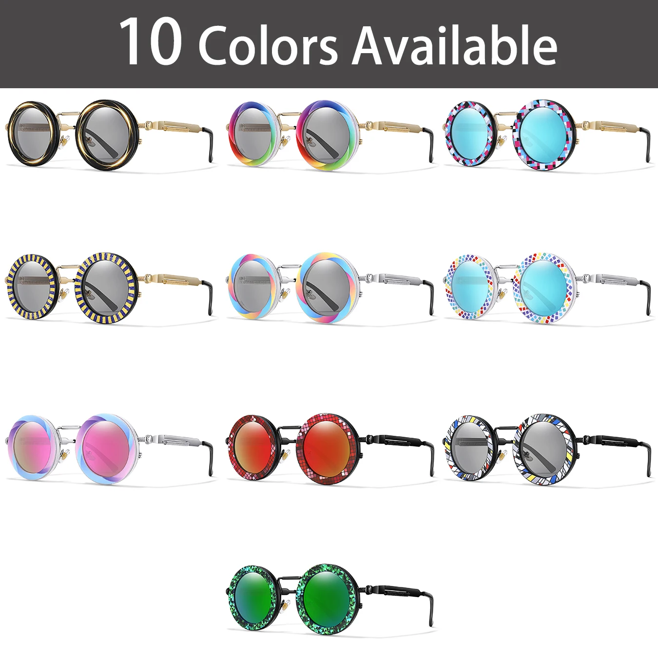 Cycling Glasses Men Women Steampunk Rotatable Lens ND Glasses - Adjustable Brightness Alloy Frame Goggles with BOX