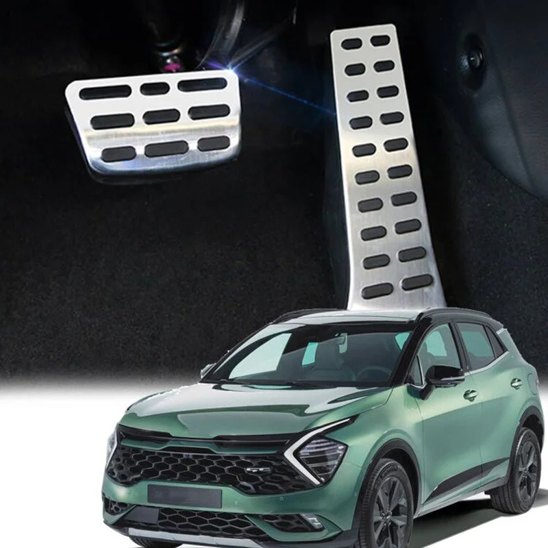 Pédales Frein Voiture Pour Kia Pour Sportage NQ5 2023 2022 5 Frein Antidérapant Sans Perçage Repose-pieds Protection Des Pédales En Acier Inoxydable Coussinet De Pied De Voiture Couvre Pédale D'Embray