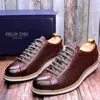 Genuine Cow Leather Men's Casual Business Shoes 7-Eyelet Lace Up European Luxury Flat Driving Shoe Outdoor Sneakers for Men