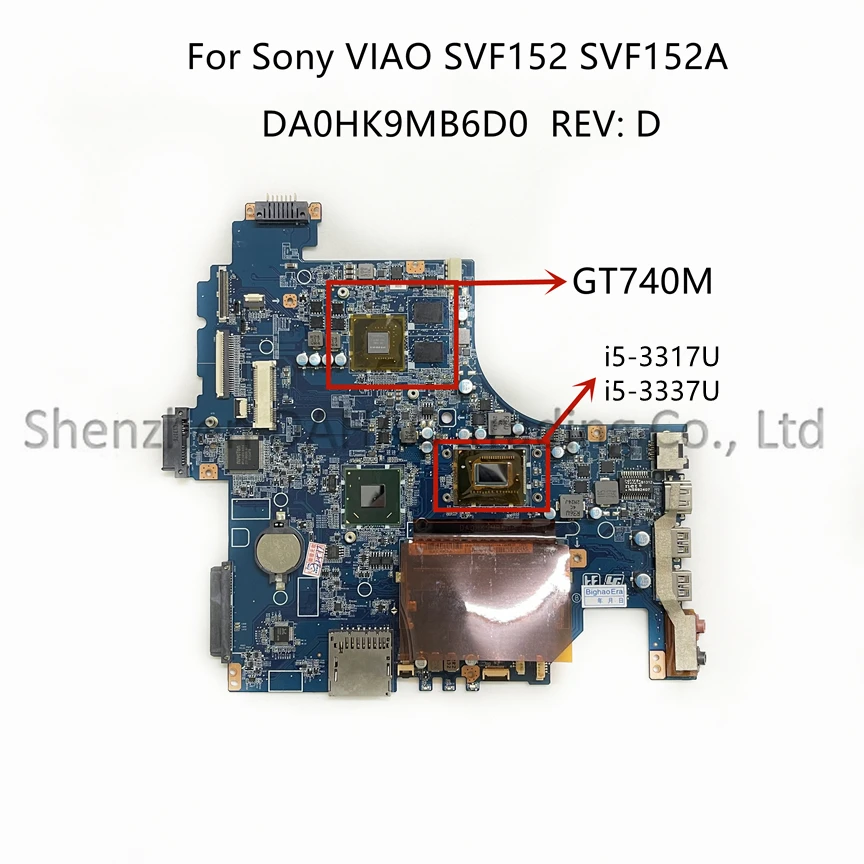 

DA0HK9MB6D0 For SONY VAIO SVF152 Laptop Motherboard With Intel i3 i5 i7 CPU GT740M 1GB/2GB GPU GPU A1945016A A1961832A A1945019A