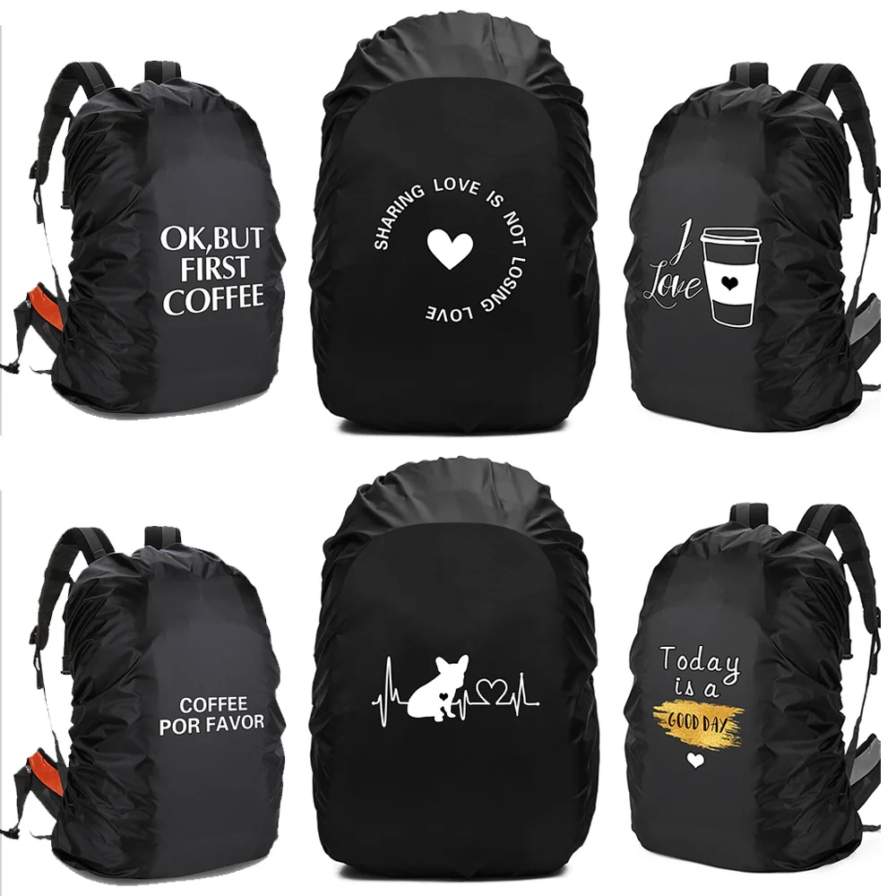 20L-70L Backpack Rain Cover Waterproof Multipurpose Food Pattern Print Adjustable Portable Outdoor Sport Cycling Case Bag